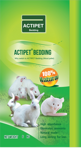 ACTIPET BEDDING MIX แบบผสม 3 อย่าง กระดาษอัดเม็ด+ขี้เลื่อย+แกนปอสับ Net Weight (6kg.) - 3 TYPES PAPER PELLET+ WOOD SHAVING+WOOD CHIP